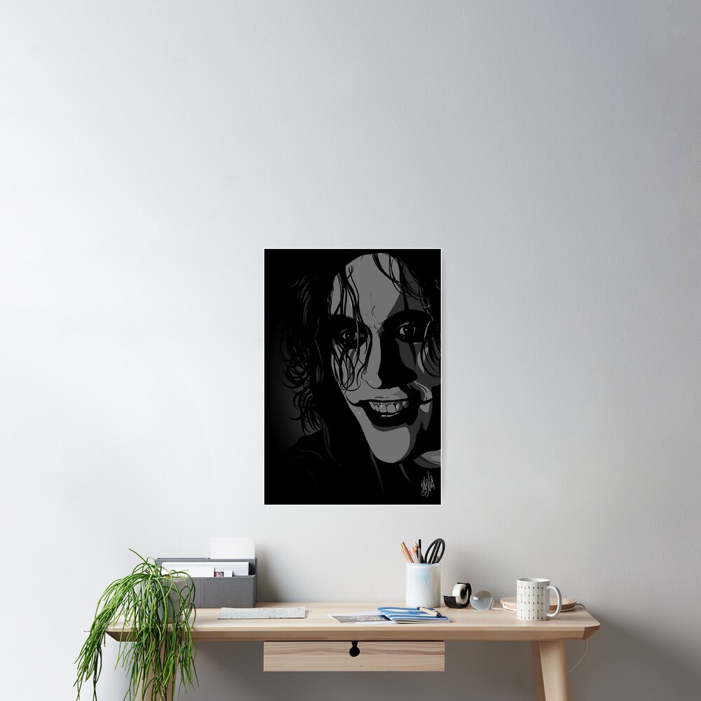 The Crow Brandon Lee Portrait Poster By Missmex Redbubble