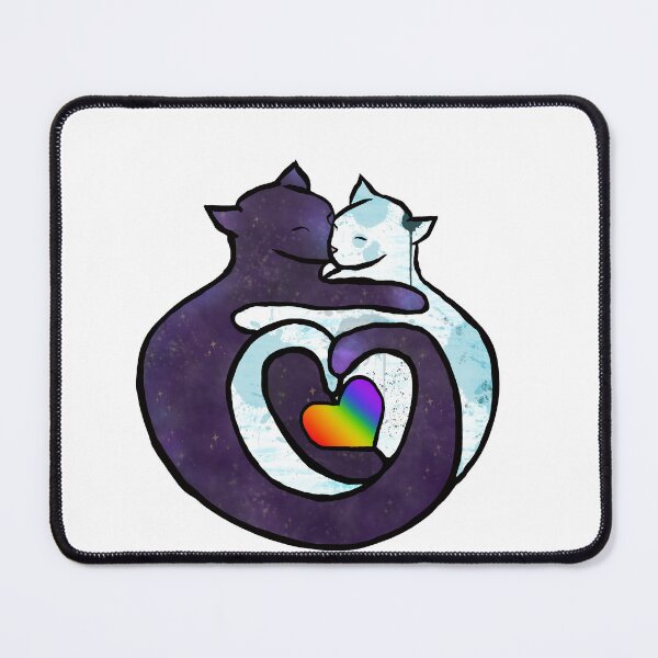 Item preview, Pride LGBT Stars and Sea: galaxy and water cuddling cats designed and sold by SepiaWinchester.