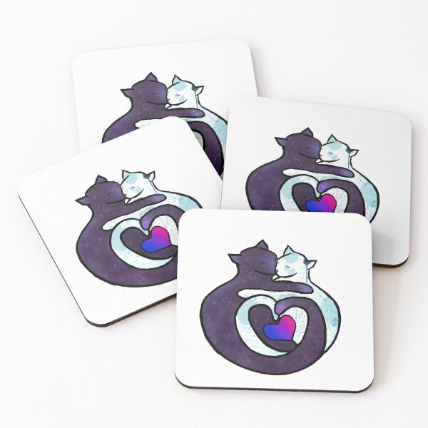 Item preview, Bisexual Stars and Sea: galaxy and water cuddling cats designed and sold by SepiaWinchester.