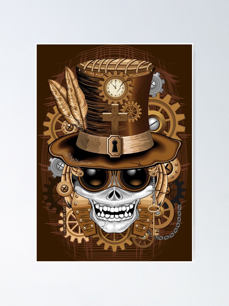 Skull Steampunk Voodoo Retro Machine Poster For Sale By Bluedarkart Redbubble