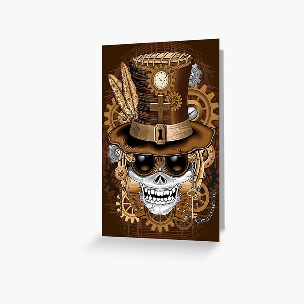 Skull Steampunk Voodoo Retro Machine Greeting Card