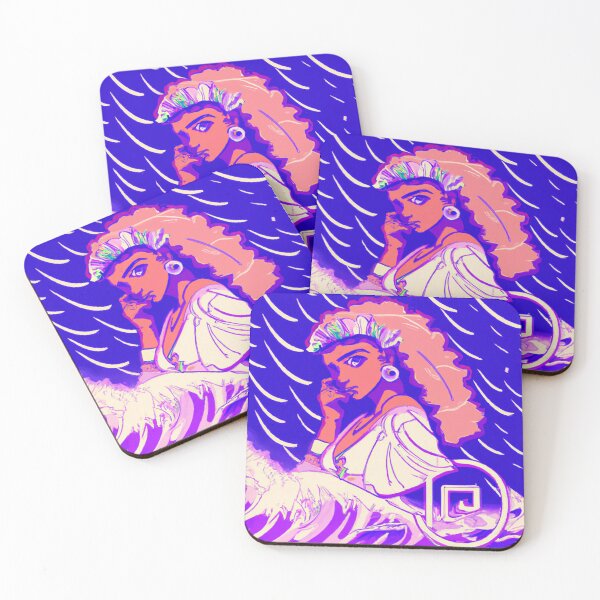 Item preview, Taino Goddess Guabancex in a hurricane in vaporwave style designed and sold by CieloLeonDesign.