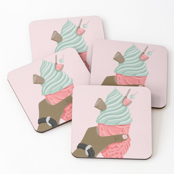 Item preview, Blush and Mint Taiyaki Soft Serve Swirl Ice Cream in Jelly Gouache designed and sold by Valerie Englehart.