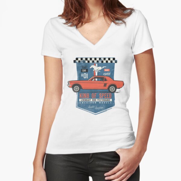 Ford Mustang - King of Speed Fitted V-Neck T-Shirt