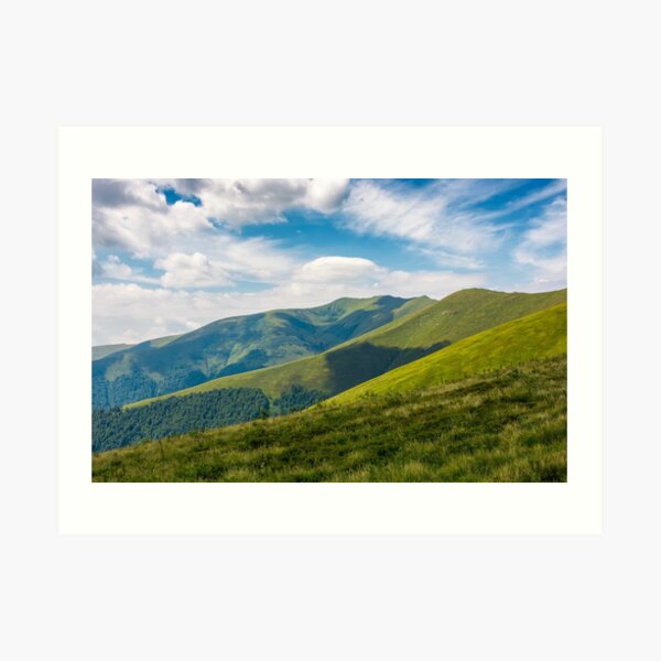 grassy slopes under the cloudy sky Art Print