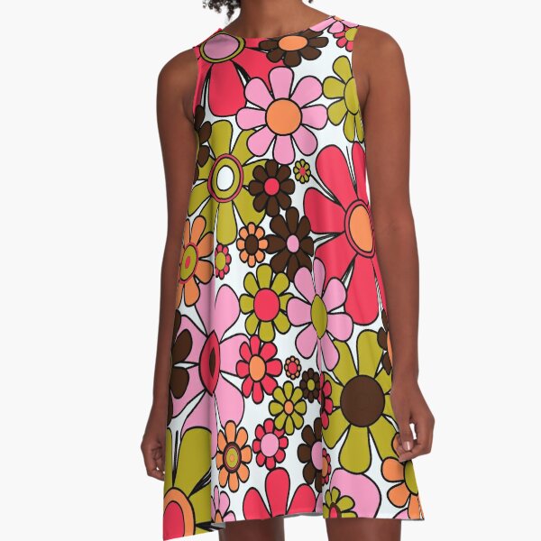 Wild Fable Pink Mod 60s Floral Square Neck Sleeveless A-Line Dress Siz –  Shop Thrift World