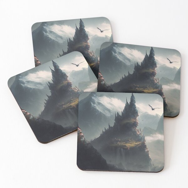Item preview, Fantasy Mountain Peak with Dragon designed and sold by ArcaneVisions.