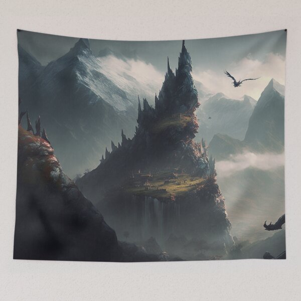 Item preview, Fantasy Mountain Peak with Dragon designed and sold by ArcaneVisions.