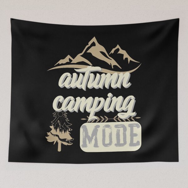 Item preview, autumn camping mode, forest river sun inside tree pine designed and sold by movie-popcorn.