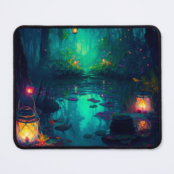 Item preview, Lanterns in a Swamp designed and sold by ArtMadeByAI.