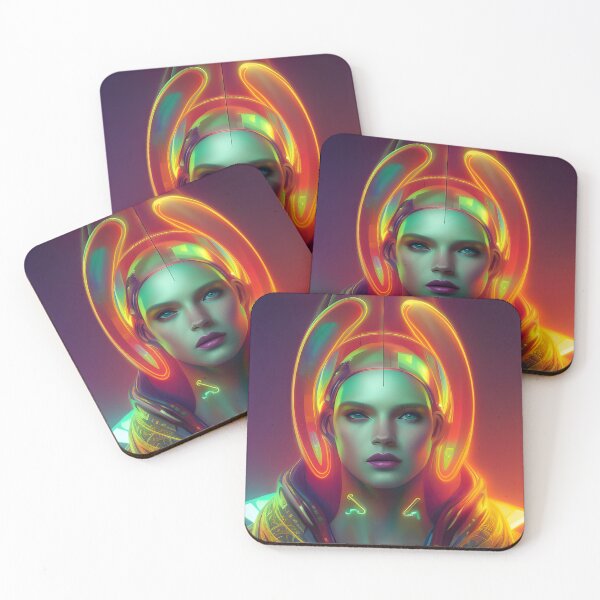 Item preview, Synthetic Siren: Futuristic Cyberpunk Portrait designed and sold by Gemini Maison Print.
