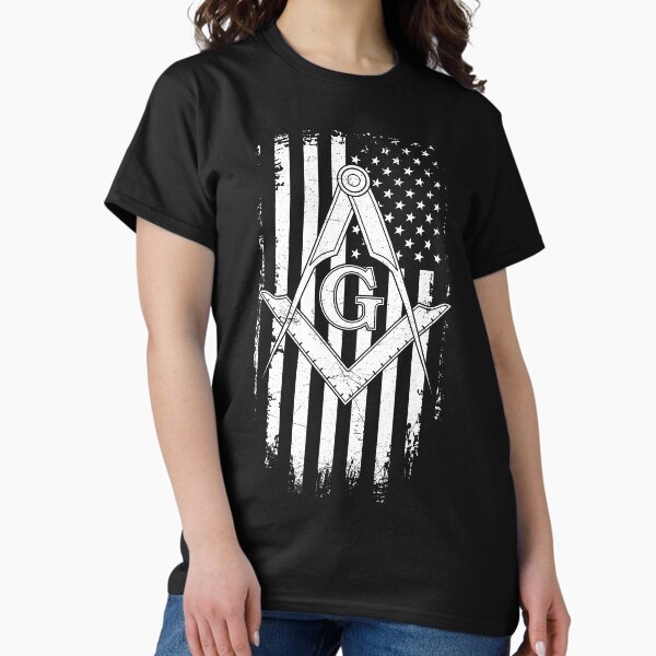 Vista previa del artículo con la obra «Cuadrado y compás masónicos de la bandera americana - masón», diseñado y vendido por LewisDesignCo.