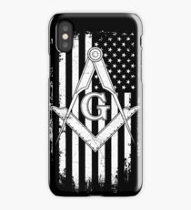 Masonic American Flag Square and Compass - Freemason iPhone Case