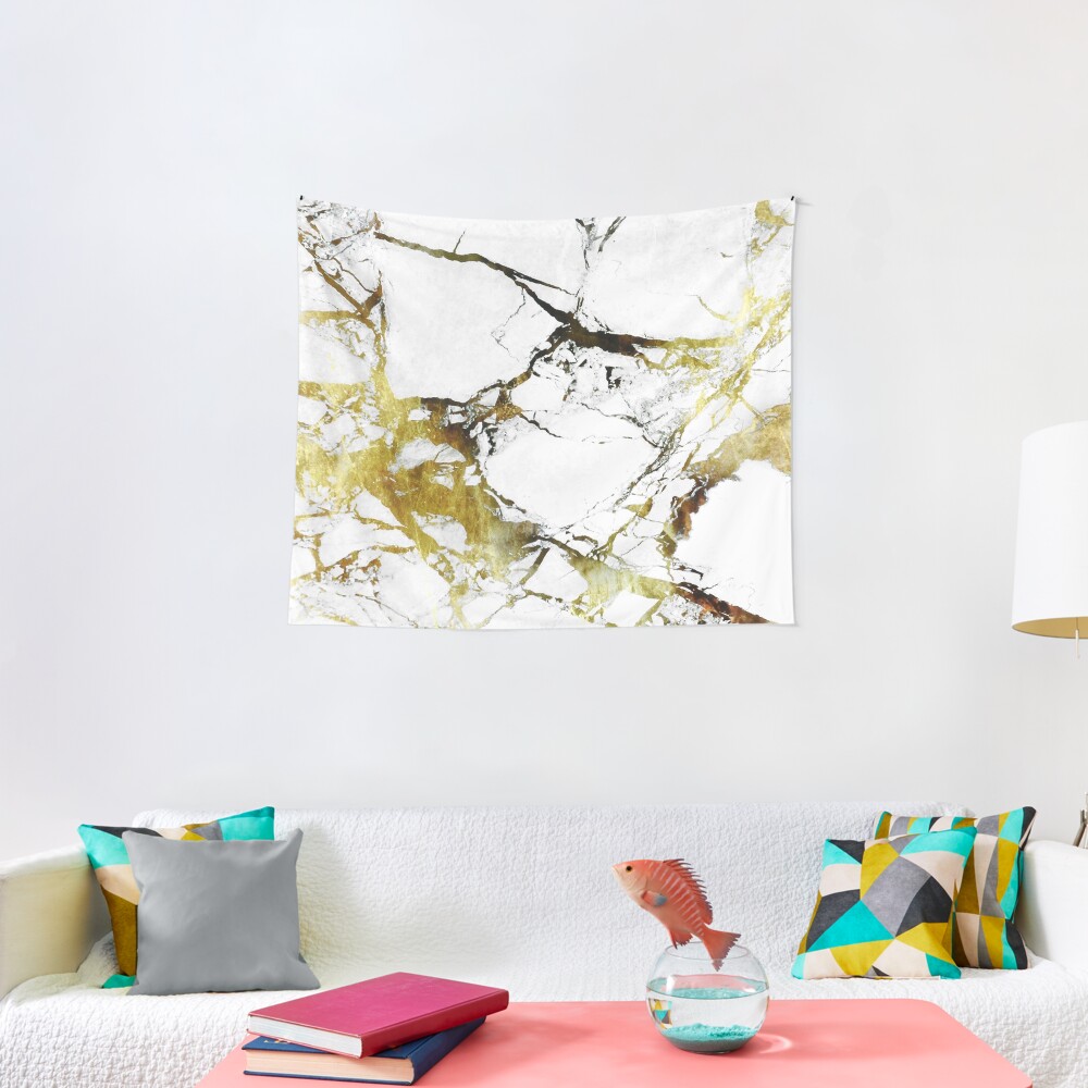 Gold-White Marble Impress Tapestry