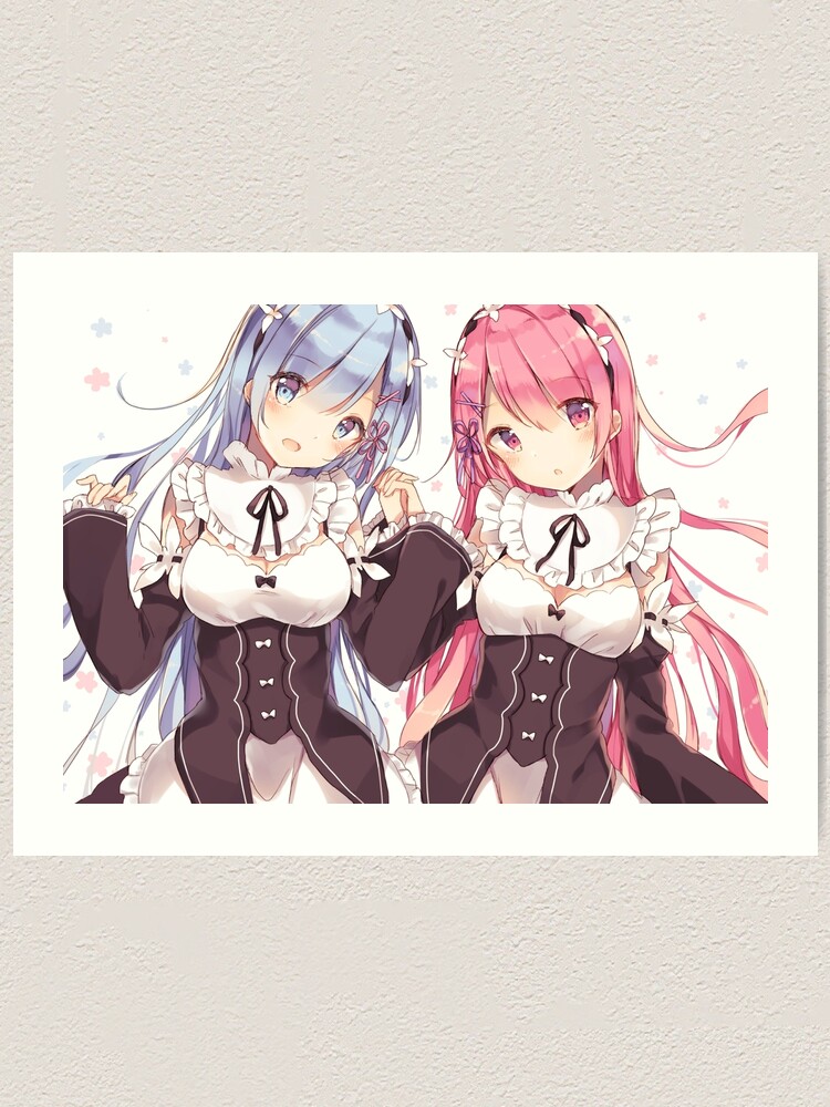"Long Hair Rem And Ram" Art Print by Bintankun Redbubble