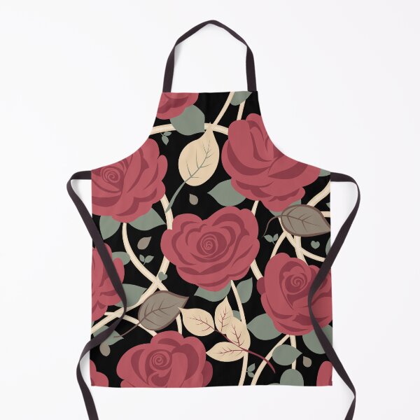 Item preview, Retro Rose Flowers with Green Leaves Black Pattern designed and sold by Moyanana.