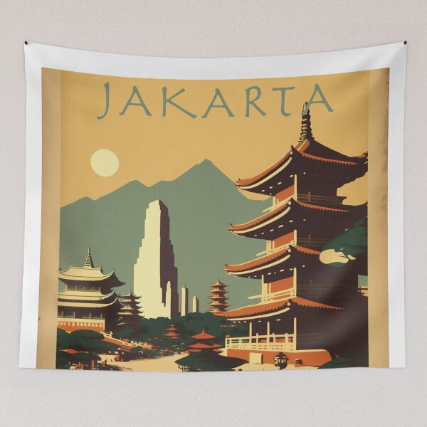 Item preview, Jakarta Vintage Travel Art Poster designed and sold by OldTravelArt.