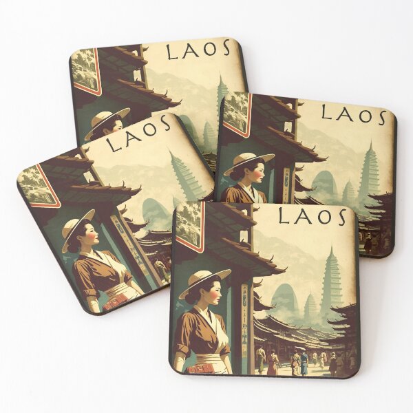 Item preview, Laos Woman Vintage Travel Art Poster designed and sold by OldTravelArt.