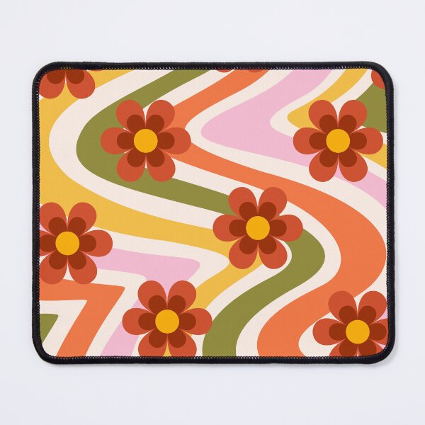 Item preview, Retro floral wallpaper groovy vibes flower power 1970s design designed and sold by uhnotsocool.