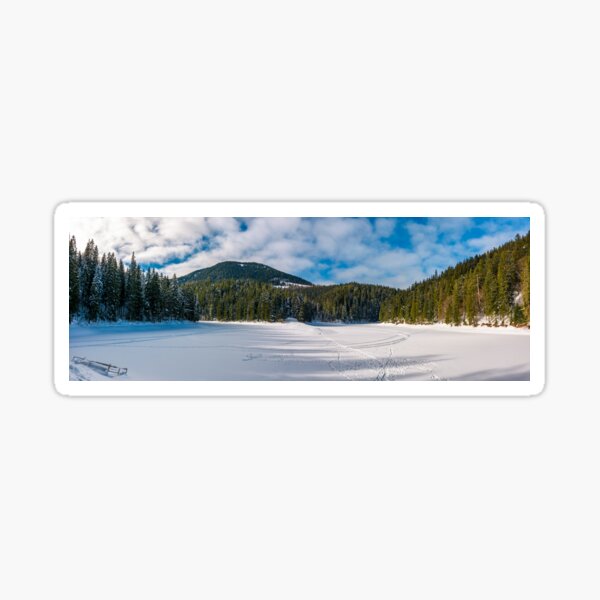 panorama of Synevyr lake in winter Sticker