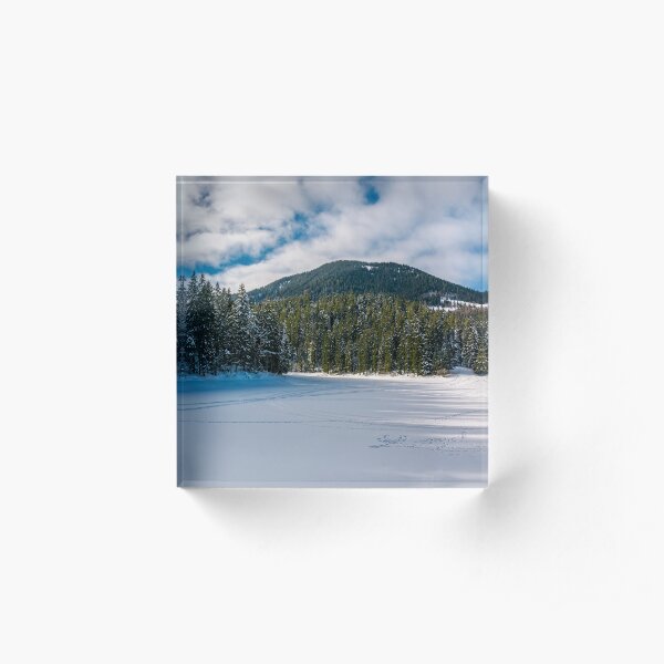panorama of Synevyr lake in winter Acrylic Block