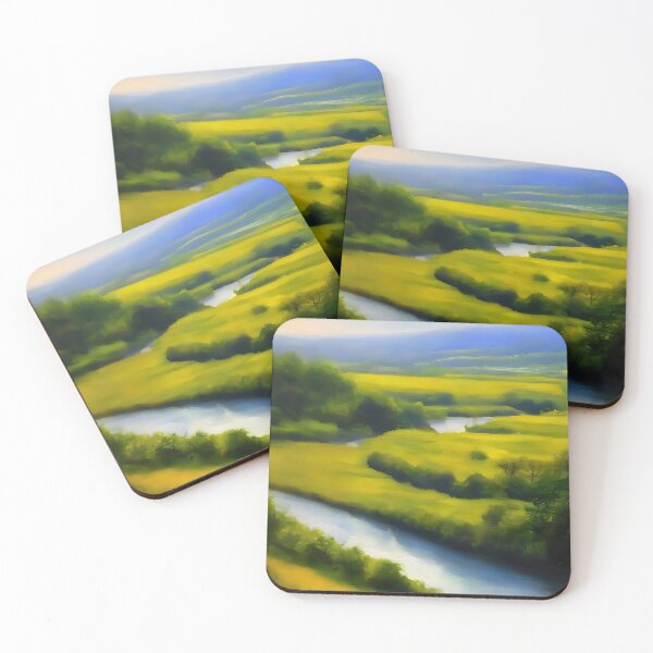 Item preview, River Landscape Oil Painting Digital Art designed and sold by artsandprintsco.