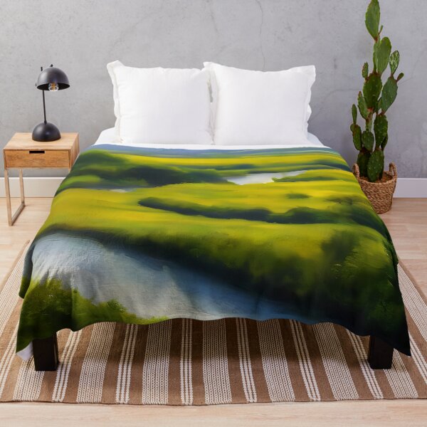 Item preview, River Landscape Oil Painting Digital Art designed and sold by artsandprintsco.