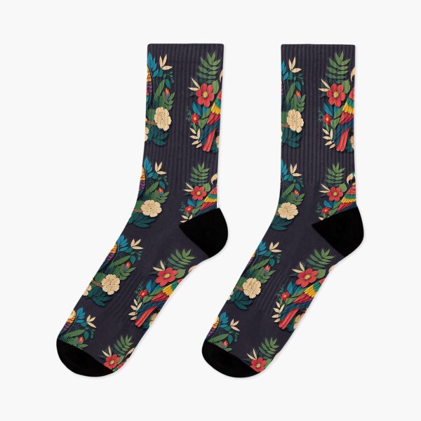 Item preview, Papercut Parrot and Flowers on Indigo designed and sold by PearBird.