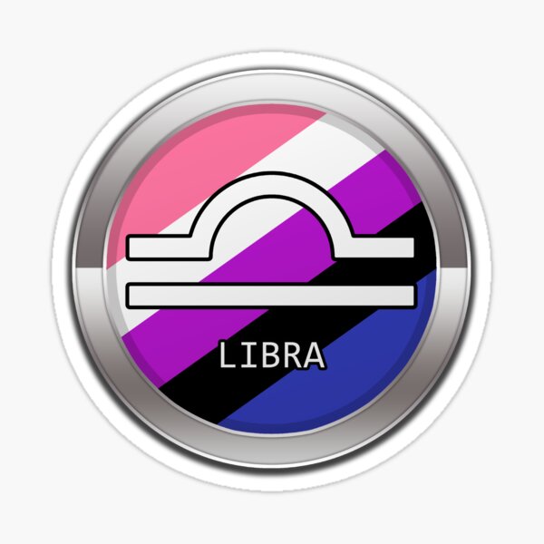 Libra Zodiac Symbol in Gender Fluid Pride Flag Colors Horoscope Sticker