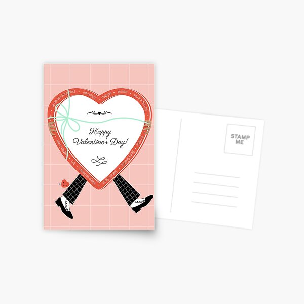 Happy Valentine's Day, Big Heart, Tiny Heart, Chocolate Box, Love Letter,  Bonbon, XOXO, Valentine, Romance, Love, Postcrossing, Be Mine, Pink Grid  Sticker for Sale by cutestamps