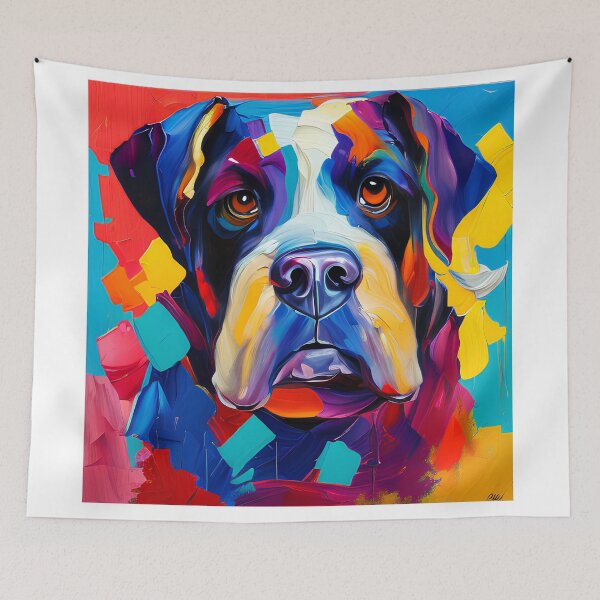 Item preview, multi-coloured abstract dog designed and sold by David-Howells.