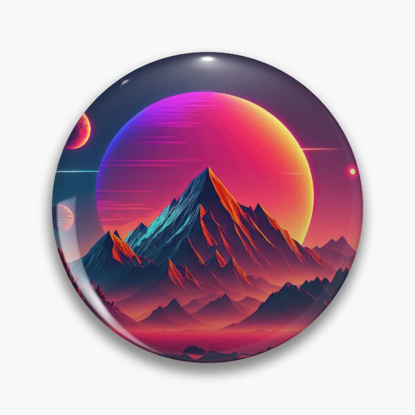 Item preview, Vibrant Vista: A Retrowave Tribute to the Beauty of the Mountain Sunset designed and sold by Mullet Monkey.