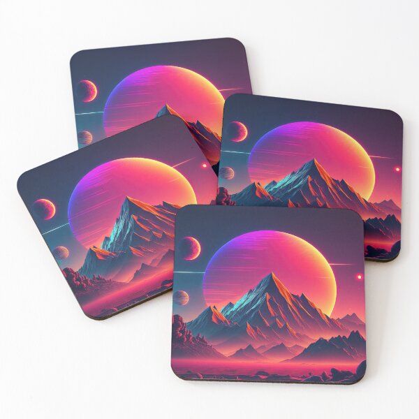 Item preview, Vibrant Vista: A Retrowave Tribute to the Beauty of the Mountain Sunset designed and sold by Mullet Monkey.