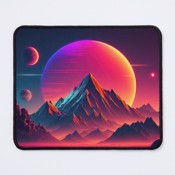 Item preview, Vibrant Vista: A Retrowave Tribute to the Beauty of the Mountain Sunset designed and sold by Mullet Monkey.