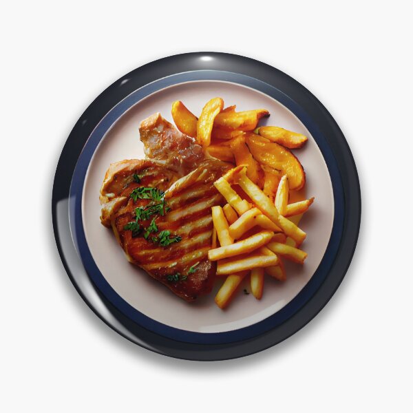 Item preview, Pork Chop and French Fries on a Plate designed and sold by Voyshop.