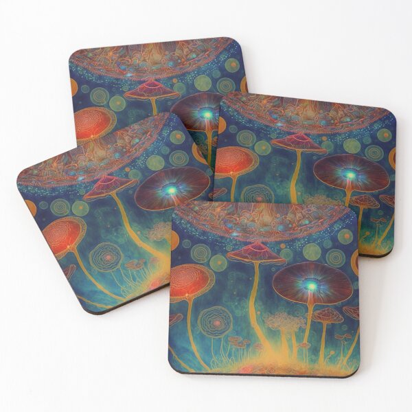 Item preview, Vibrant Neon Psychedelic mushrooms, psilocybin CUBENSiS designed and sold by The Oracle of Surrealism Sublime Consciousness.