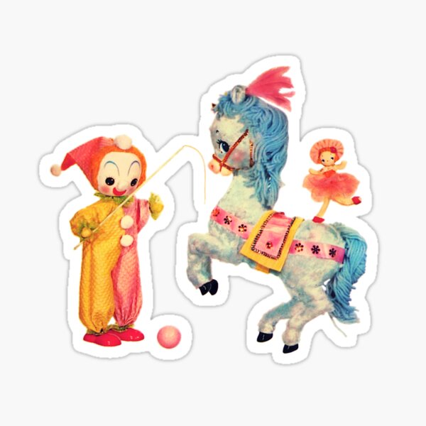 Item preview, Vintage Retro Kawaii Kitsch Meyercord Clown Circus Donkey Horse Pony  designed and sold by knickeryknackry.