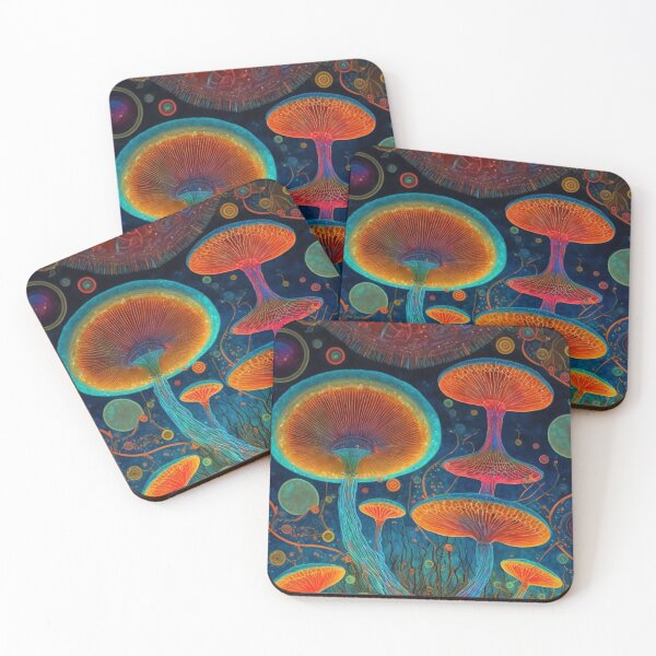 Item preview, Vibrant Neon Psychedelic mushrooms, psilocybin CUBENSiS designed and sold by The Oracle of Surrealism Sublime Consciousness.