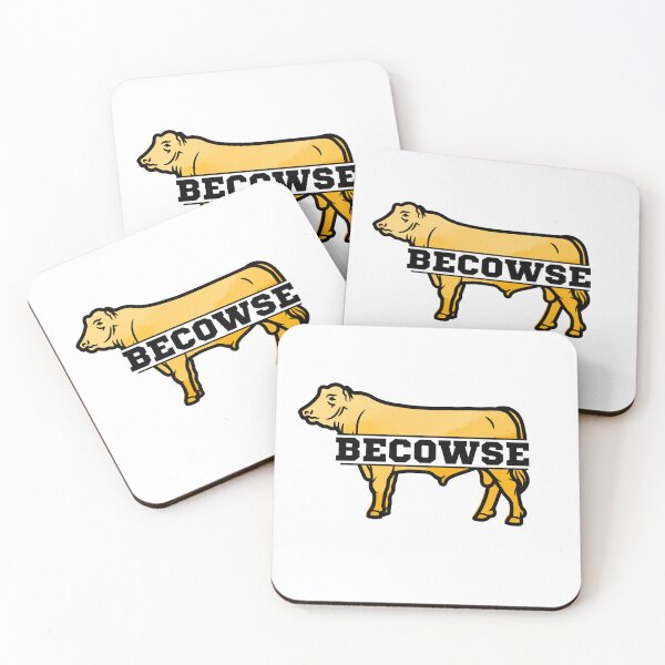 Item preview, Yellow "Becowse" Cow lover designed and sold by FarmsteadAcers.