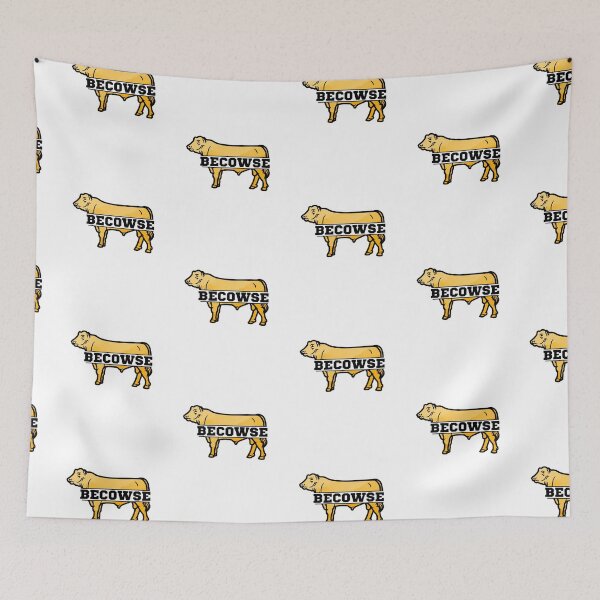 Item preview, Yellow "Becowse" Cow lover designed and sold by FarmsteadAcers.