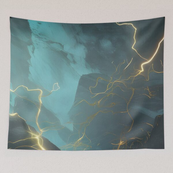 Item preview, Blue rock with Gold lightning  designed and sold by MIGSZ.