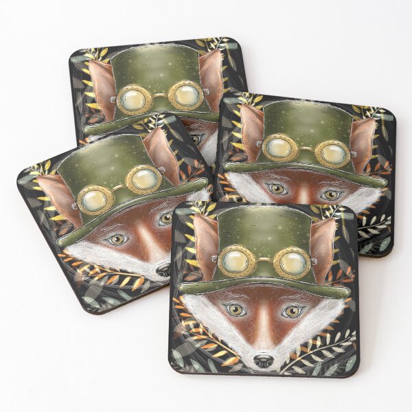 Item preview, Steampunk Fox in Top Hat designed and sold by MoonlightMoth.