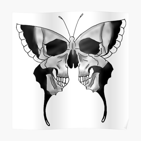 Tattoo Butterfly Skull Posters for Sale