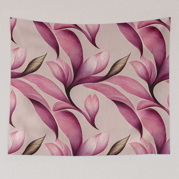 Aperçu de l'œuvre Motif floral sans couture avec feuilles de magnolia. Illustration dessinée à la main. créée et vendue par ShopThousand.