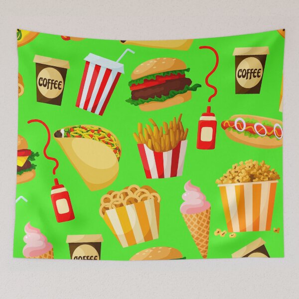 Item preview, Fastfood Snacks Pattern designed and sold by TheCatmeow2000.