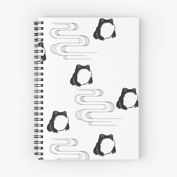 Item preview, Japanese Frogs Watercolor Pattern, Black on White designed and sold by MadfishDesigns.
