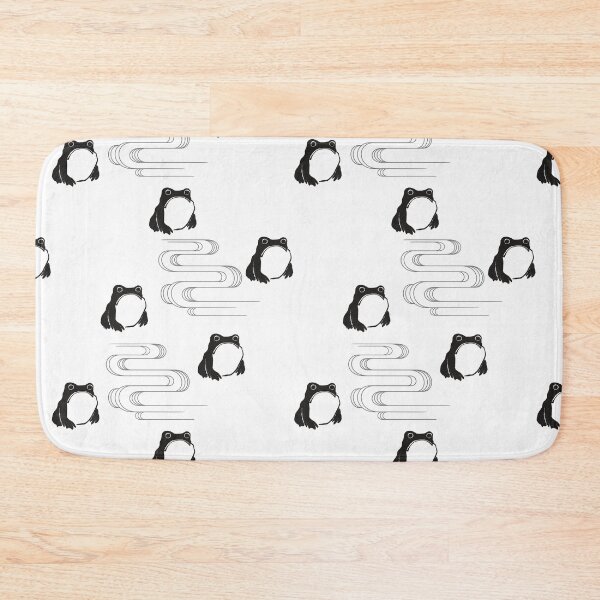 Item preview, Japanese Frogs Watercolor Pattern, Black on White designed and sold by MadfishDesigns.