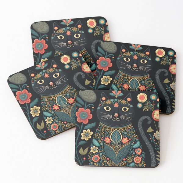 Item preview, Floral Folk Art Cat designed and sold by Dannypryce.