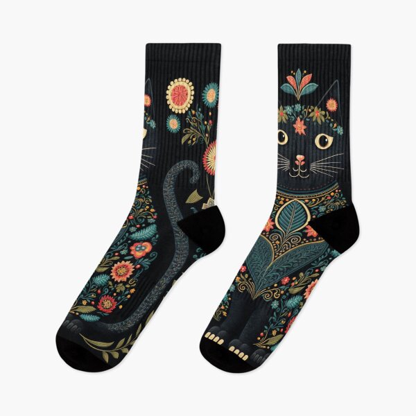 Item preview, Floral Folk Art Cat designed and sold by Dannypryce.