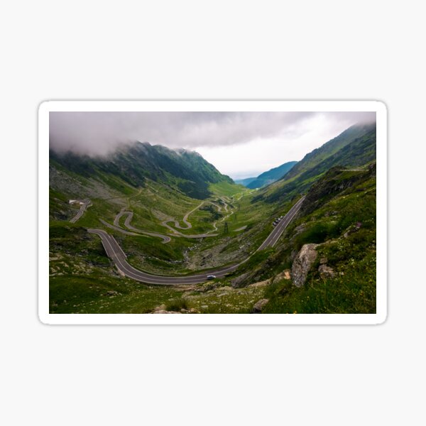 Transfagarasan road on a stormy summer day Sticker